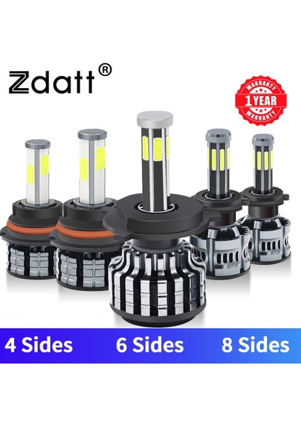 H3 Stili 8 Taraf Yeni Taraflar Araba LED Far Ampul H1 H7 H8 H9 H11 H4 LED Işık Canbus 60W Lm 6000K Süper Soğutma Hb3 Hb4 Otomatik Far (Yurt Dışından) fiyatları