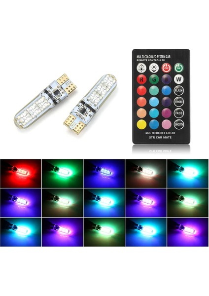 1 Uzaktan 4 Ampul 2 Adet Evrensel Araba Rgb LED 12 V T10 LED Rgb Smd Uzaktan Kumanda Okuma Kama Işık Lisans Ampuller Sinyal Lambası (Yurt Dışından)