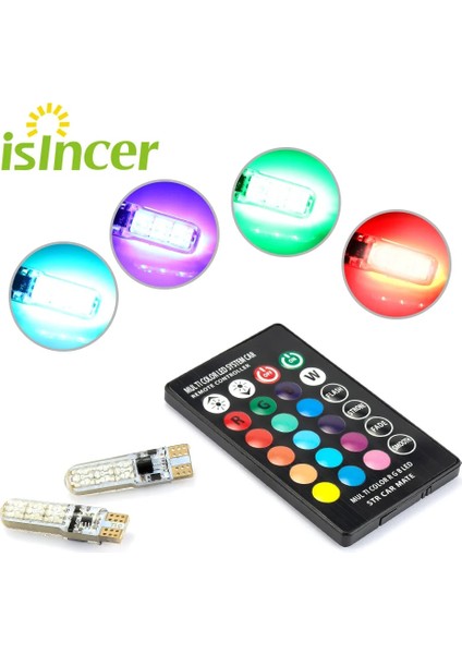 1 Uzaktan 4 Ampul 2 Adet Evrensel Araba Rgb LED 12 V T10 LED Rgb Smd Uzaktan Kumanda Okuma Kama Işık Lisans Ampuller Sinyal Lambası (Yurt Dışından)