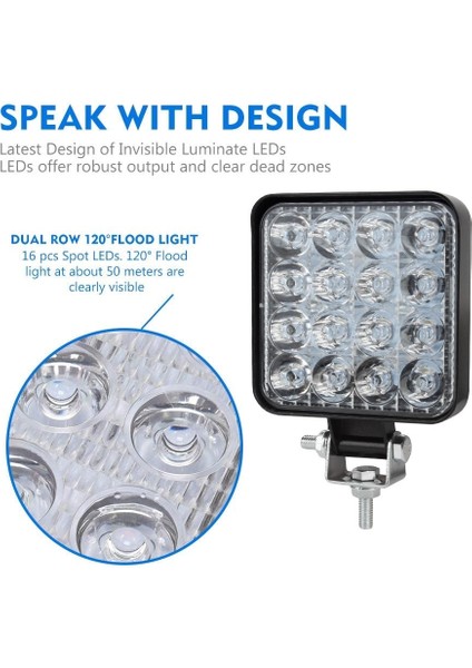 1 Adet Mini 48W Spot Stili Okeen Mini LED 48W LED Çalışma Işık Çubuğu Kare Spot Işın 24V 12V Off Road LED Işık Çubuğu Kamyon 4x4 4WD Araba Suv Atv IP67 (Yurt Dışından)