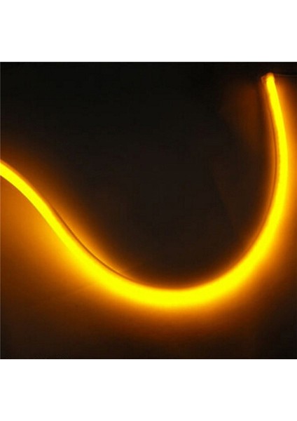 Sarı 30CM Drl Akan LED Şerit Araba Koşu Lambası Angel Eyes LED Tüp Şerit Gündüz Farları Esnek LED (Yurt Dışından)