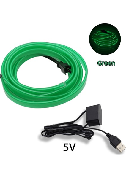 Mor USB Tarzı Yeşil USB Evrensel Araba Iç Aydınlatma LED Şerit Dekorasyon Çelenk Tel Halat Tüp Hattı USB Sürücülü Esnek Neon Işıklar (Yurt Dışından)