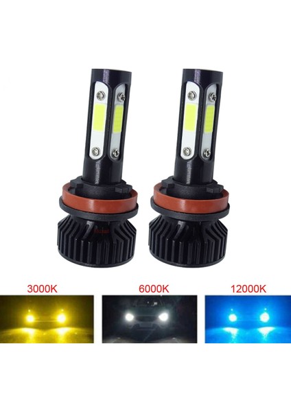 H7 Stili 6500K Siyah 4 Taraf Muxall W Lm 4 Taraflı Araba Far Ampulleri Kiti H4 LED H7 H11 H Hb Hb Oto Ampul 6500K Sis Farı (Yurt Dışından)