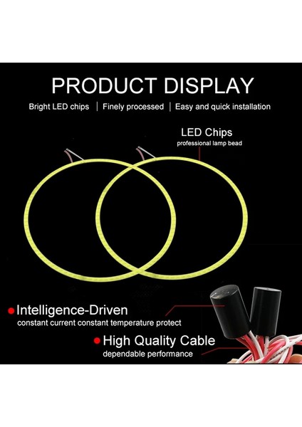 130MM Sarı Stil Ysy Cob Angel Eyes Adet (1 Çift) Oto Halo Yüzükler Cob Angel Eye Araba Far Motosiklet Beyaz Sarı 12 V LED (Yurt Dışından) modelleri