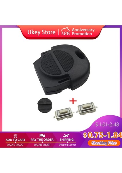 Kasa Anahtarı Stili Okeytech Yedek Uzaktan Anahtar Kapağı Kılıf Fob 2 Düğmeler Witwitches & Pil Nissan Micra Almera Primera X-Trail (Yurt Dışından)