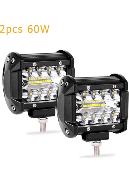 60W 2pcs Style Car LED Light Bar Offroad 4x4 Spotlights Fog Lamp 12V 24V Diode Headlight Truck Farm Tractor Boat Suv Atv Light Barwork Light (Yurt Dışından)