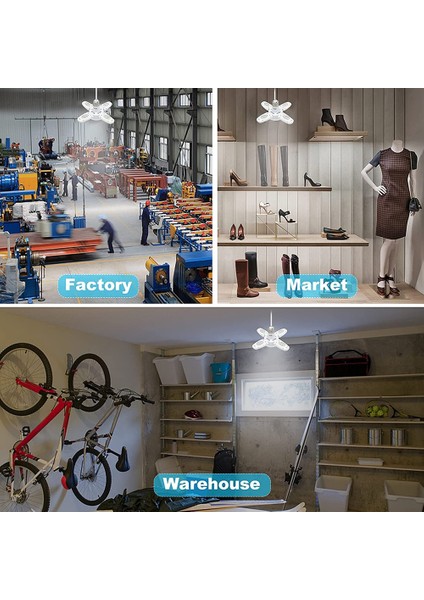 Beyaz Stil 28W LED 6500K Garaj Işıkları Katlanabilir E27 Ampul Atölyesi Depo Tavan Aydınlatması 4 Ayarlanabilir Fan Kanatları Deforme Edilebilir Ac (Yurt Dışından) fırsatları