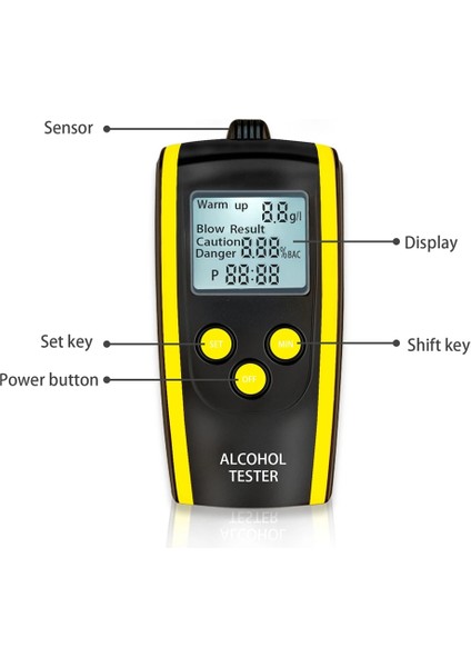 Alkol Test Cihazı Stili Dijital Nefes Alkol Test Cihazı Araba Alkol Ölçüm Cihazı Taşınabilir Alkol Ölçer Şarap Alkol Testi Üfleme Sarhoş Sürüş Test Cihazı (Yurt Dışından)