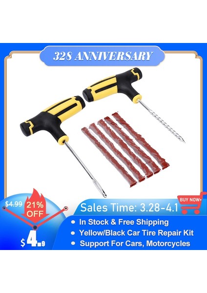 Sarı Tamir Takımı Tarzı 8 Parçalı Set Etkili Araba Lastiği Tamir Araçları Oto Bisikleti Tubeless Araba Lastiği Lastik Delinme Tapası Garaj El Aletleri Araba Aksesuarları (Yurt Dışından)