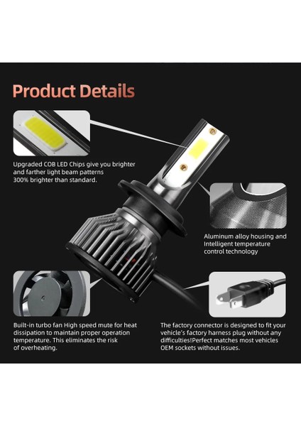 H8 Stili S2-6000K Coolfox Araba Işıkları Ampüller H1 H LED H Hb2 H8 H Hb Hb4 H H27 H3 LED Far Oto Lambası 12V (Yurt Dışından)
