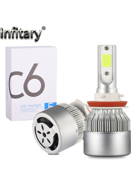 H3 Stili C6 Yükseltilmiş Gümüş H1 H3 LED Far Ampülleri H7 Araba Işıkları H H11 Hb Hb Hk 72W 12V 8000LM Otomatik Farlar (Yurt Dışından)