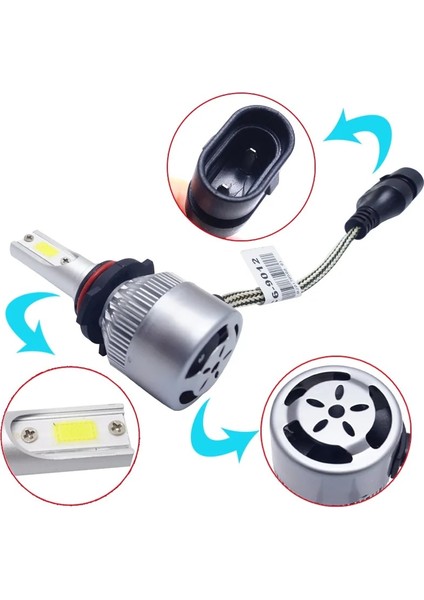 H3 Stili C6 Yükseltilmiş Gümüş H1 H3 LED Far Ampülleri H7 Araba Işıkları H H11 Hb Hb Hk 72W 12V 8000LM Otomatik Farlar (Yurt Dışından)