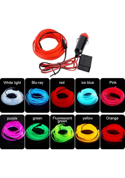 B 3m Araba Iç Aydınlatma LED Şerit Dekorasyon Çelenk Tel Halat Tüp Hattı Sigara Sürücülü Esnek Neon Işık (Yurt Dışından) fiyatları