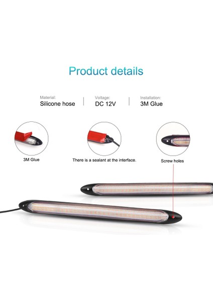 235 mm Stili Mavi Beyaz Sarı Araba Aksesuarları 12V Esnek Drl LED Şerit Dönüş Sinyali Lambası Sarı Otomatik Akan Lada Far Için Gündüz Çalışan Işık (Yurt Dışından) fiyatları