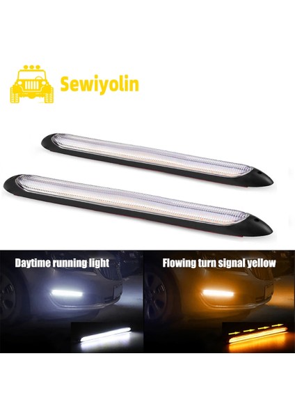 235 mm Stili Mavi Beyaz Sarı Araba Aksesuarları 12V Esnek Drl LED Şerit Dönüş Sinyali Lambası Sarı Otomatik Akan Lada Far Için Gündüz Çalışan Işık (Yurt Dışından) fırsatları