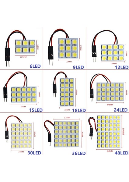 12 LED Smd LED Oto Panel Işık Okuma Kubbe Ampul Araba Iç Çatı Harita Lambası T10 W5W C5W C10W Festoon 3 Adaptör Tabanı (Yurt Dışından) modelleri