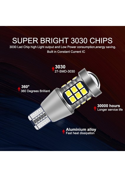 2 Adet-Beyaz Nlpearl 2x Sinyal Lambası W16W LED T Ampul Süper Parlak Smd T15 LED Canbus Otomatik Yedekleme Rezerv Işıkları Kuyruk Lambası 12V (Yurt Dışından)