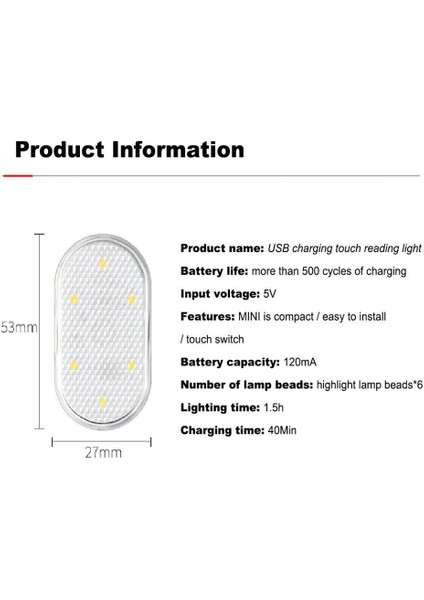 Mor Araba Iç Işık Oto Tavan Tavan Okuma Lambası LED Araba Styling Gece Işığı Mini USB Şarj Araba Işığı 5V (Yurt Dışından)