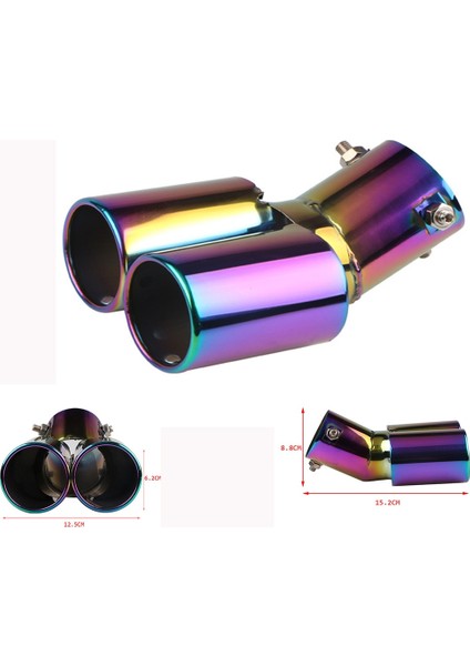 No.9 Tarzı Evrensel Oto Susturucu Susturucu Çift Çıkışlı Araba Egzoz Ucu Paslanmaz Çelik Eğimli Haddelenmiş Kenar Blacksilver Anti-Direnç Repai (Yurt Dışından)