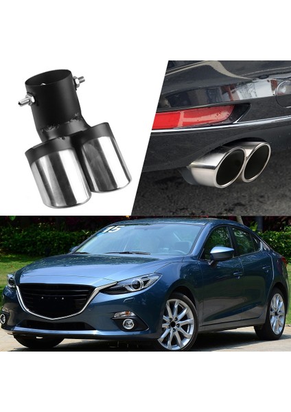 No.9 Tarzı Evrensel Oto Susturucu Susturucu Çift Çıkışlı Araba Egzoz Ucu Paslanmaz Çelik Eğimli Haddelenmiş Kenar Blacksilver Anti-Direnç Repai (Yurt Dışından) indirimleri