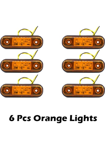 6x Turuncu Uyarı Işığı 3 LED Işık Oval Gümrükleme Römork Kamyon Turuncu Beyaz Kırmızı LED Yan Işaret Lambası 12V 24V Kamyon Kamyon (Yurt Dışından)