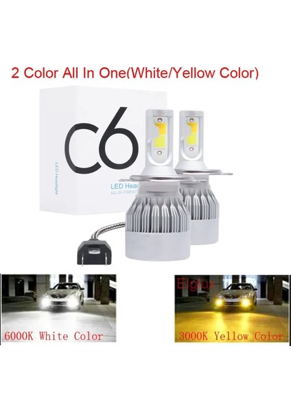 H4 Stili 12000K Süper Parlak Oto H7 H11 LED Araba Far H1 H H27 H4 LED Çift Renkli Far Kiti 3000K 6000K (Yurt Dışından)