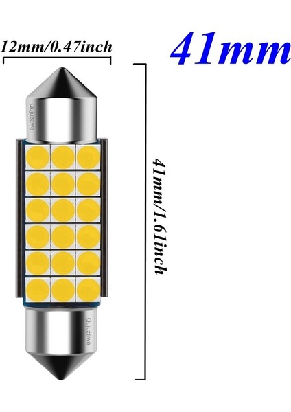 Saf Beyaz Tarzı 41 mm Festoon C5W C10W C3W Süper Parlak LED Ampul Araba Kubbe Işık Canbus Oto Iç Okuma Lambası Sıcak Beyaz (Yurt Dışından)