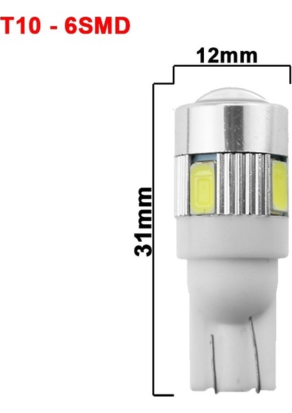 T10 6smd Beyaz 1x Araba T10 LED Ampul 6 Smd 12V Beyaz 6500K W5W LED Sinyal Işığı 10 Smd Oto Iç Kama Yan Plaka Lambaları 5W (Yurt Dışından)