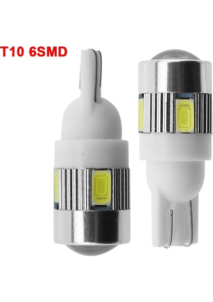 T10 6smd Beyaz 1x Araba T10 LED Ampul 6 Smd 12V Beyaz 6500K W5W LED Sinyal Işığı 10 Smd Oto Iç Kama Yan Plaka Lambaları 5W (Yurt Dışından)