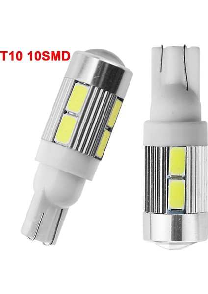 T10 6smd Beyaz 1x Araba T10 LED Ampul 6 Smd 12V Beyaz 6500K W5W LED Sinyal Işığı 10 Smd Oto Iç Kama Yan Plaka Lambaları 5W (Yurt Dışından)