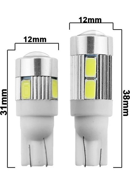 T10 6smd Beyaz 1x Araba T10 LED Ampul 6 Smd 12V Beyaz 6500K W5W LED Sinyal Işığı 10 Smd Oto Iç Kama Yan Plaka Lambaları 5W (Yurt Dışından)