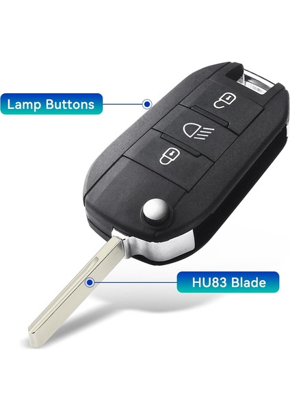 HU83 Bıçaklı Lamba Stili Keyyou ID46-PCFAR Uzaktan Anahtar 3 Düğmeler Fob Peugeot Citroen C-Elysee C4-Cactus 434MHZ (Yurt Dışından)