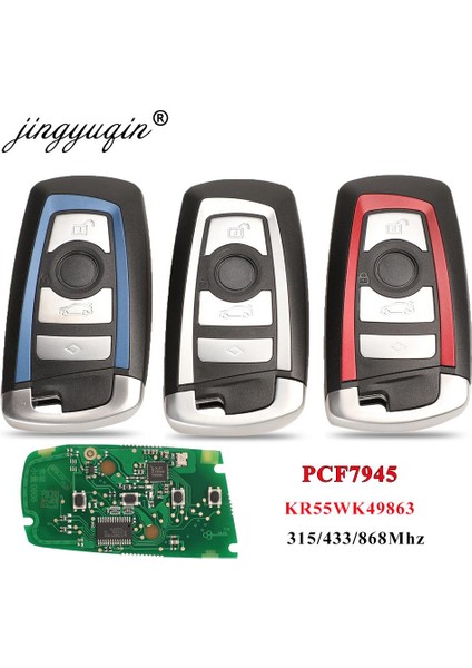 Gümüş Tarzı 433MHZ Fem Jingyuqin Mhz Akıllı Uzaktan Anahtar Keylessgo Bmw Serisi Cas4 F Sistemi Fob KR55WK PCF7945 (Yurt Dışından)