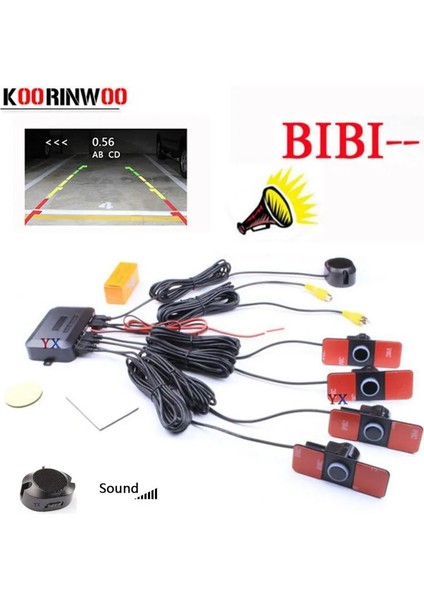 Siyah Koorinwoo Orijinal Otopark Sensörü Çift Çekirdekli Video Sistemi Görüntü Parktronic Jaluzi Araba Için Dikiz Miadar (Yurt Dışından)