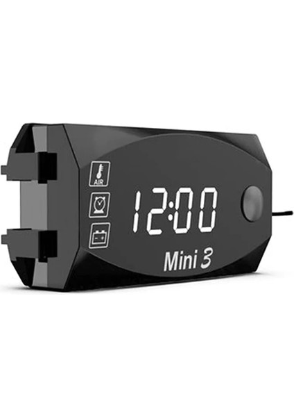 Beyaz Stil Dc 3 1 Çok Işlevli Dijital Zaman Saati + Termometre + Voltmetre LED Ekran Motosiklet Araba Tekne Için Su Geçirmez IP67 (Yurt Dışından)