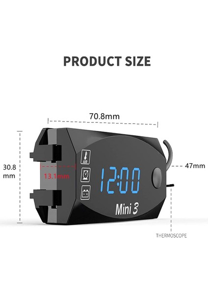 Beyaz Stil Dc 3 1 Çok Işlevli Dijital Zaman Saati + Termometre + Voltmetre LED Ekran Motosiklet Araba Tekne Için Su Geçirmez IP67 (Yurt Dışından) modelleri