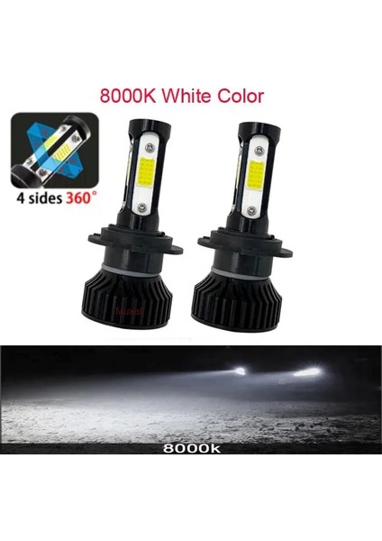 H8 Stili 8000K Üst Parlak Mini LED H9 Hb Hb H11 H7 H8 4sides HEADLLAMP100W Lm 6000K 12V 8000K Araba Far Ampülleri (Yurt Dışından)