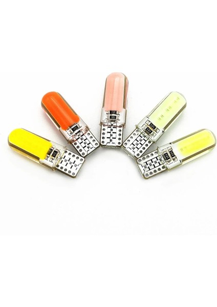 Mavi 2ADET T10 W5W Silika Jel Cob LED Araba Gümrükleme Işıkları Oto Kama Ters Ampul Dönüş Sinyali Işığı Kırmızı Mavi Sarı Beyaz 12V (Yurt Dışından) modelleri