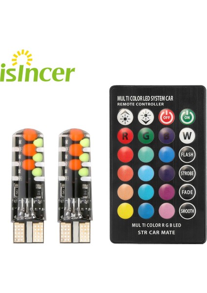 Bir Ampul Yeni Evrensel Araba LED W5W T10 Rgb Cob 12SMD Gümrükleme Işıkları Uzaktan Kumandalı Renkli Çok Modlu Araba Ampulleri (Yurt Dışından) fiyatları