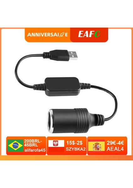 Siyah 1 Adet 5V 2A USB 12V Çakmak Soketi USB Erkek Kadın Çakmak Adaptörü Dönüştürücü Araba Elektroniği Aksesuarları (Yurt Dışından)