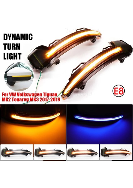Mavi ve Sarı 2 Parça Vw Volkswagen Tiguan Mk2 Touareg Mk Dinamik LED Dönüş Sinyali Flaşör Ayna Flaşör Işık (Yurt Dışından)