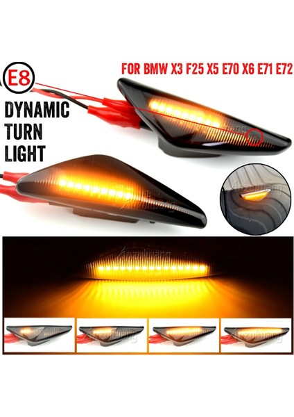 Dumanlı Siyah Dinamik Akan LED Yan Işaretleyici Dönüş Sinyali Işığı Bmw X5 E70 X6 E71 E72 X3 F25 Sıralı Lamba Flaşör (Yurt Dışından)