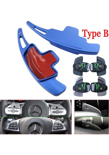 B Tipi Mavi Stil Mercedes Benz Amg ALA45 Gle Gla Cls Gls W205 W213 Eqc Araba Direksiyon Paddle Shift Uzatma Shifter Dsg Çıkartmalar (Yurt Dışından)