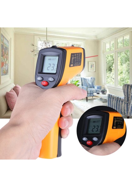 Sadece Saklama Çantası Stili Endüstriyel Dijital Kızılötesi Termometre Lazer Sıcaklık Ölçer Temassız Pirometre Görüntüleyici Higrometre Ir Termometro LCD (Yurt Dışından) fiyatları