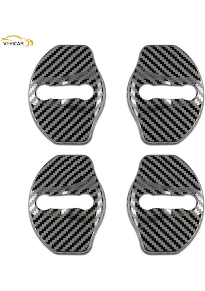 Karbonfiber Tarzı Vehıcar Araba Kapı Kilidi Kapağı Toka Koruyucu Pas Kapak Sticker Tesla Modeli 3 Model Y Aksesuarları Dekorasyon (Yurt Dışından)