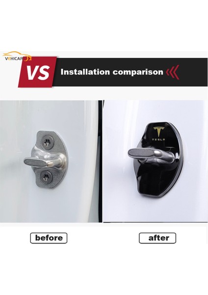 Karbonfiber Tarzı Vehıcar Araba Kapı Kilidi Kapağı Toka Koruyucu Pas Kapak Sticker Tesla Modeli 3 Model Y Aksesuarları Dekorasyon (Yurt Dışından) indirimleri