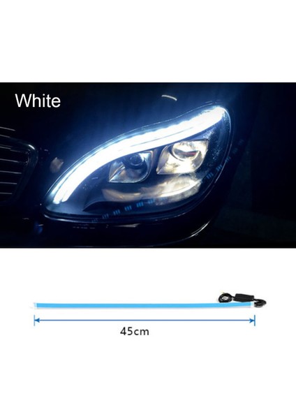 45CM Tarzı Beyaz W Gündüz Koşu Şerit LED Dönüş Sinyali Evrensel Yumuşak Tüp Far Şeridi LED Dönüş Sinyali Işık Araba Aksesuarları (Yurt Dışından) fiyatları