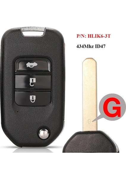 3bt G Bıçak Hlık6-3t Stili Jingyuqbtn Uzaktan Anahtar Honda Civic Accord Şehir Cr-V Caz Xr-V Vezel Hr-V Frv Spirior Jade 433MHZ Hlık TWB1G721 (Yurt Dışından)