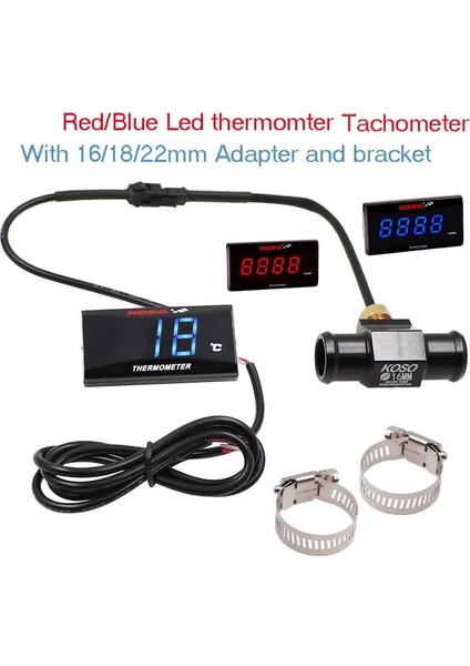 BLUE16MM Adaptör Stili Koso Motosiklet Termometre Yamxha Nmax Xmax Tmax LED Dijital Ekran Su Sıcaklık Adaptörü Sensörü Aksesuarları Seti (Yurt Dışından) modelleri