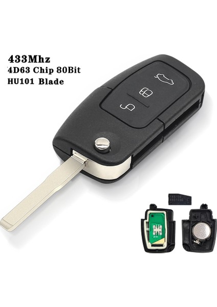 4D63 80 Bit HU101 Stili Keyyou Sorun 433MHZ 4dd Uzaktan Anahtar Ford Focus 3 Mondeo C Max S Max Galaxy Fiesta Hu FO21 Bıçak Kılıfı 3 Düğmeler (Yurt Dışından)